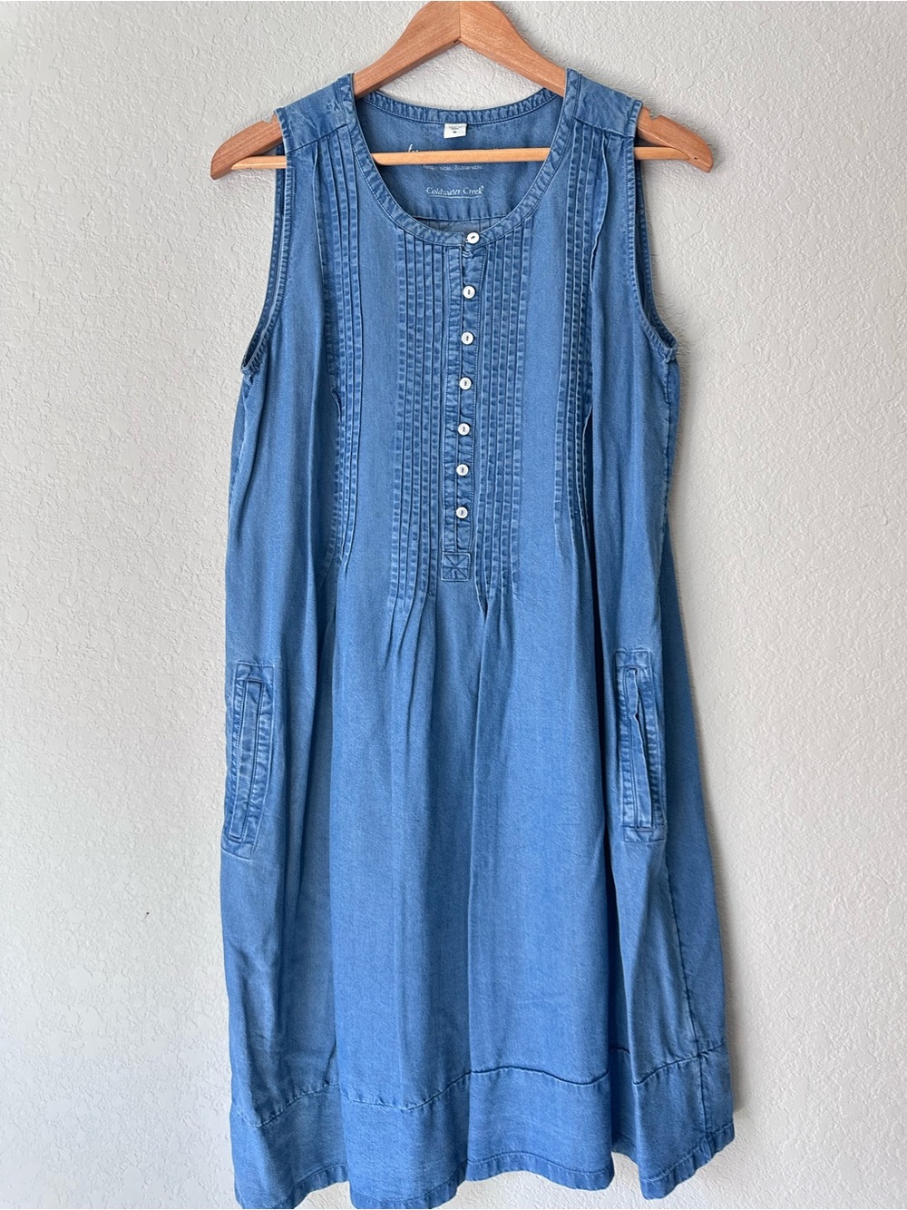 Coldwater Creek Sleeveless Denim-Look Tunic Dress in Blue